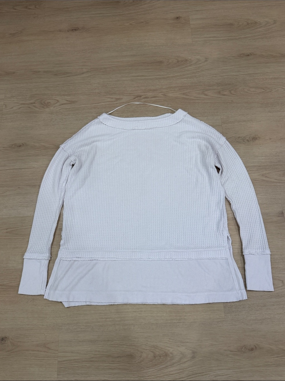 We The Free Small White Waffle Knit Long Sleeve Top